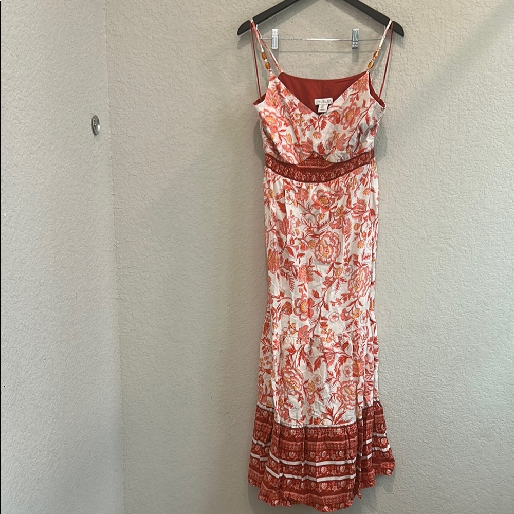 Rachel Zoe Red and White Tiered Maxi Sundress Size Small